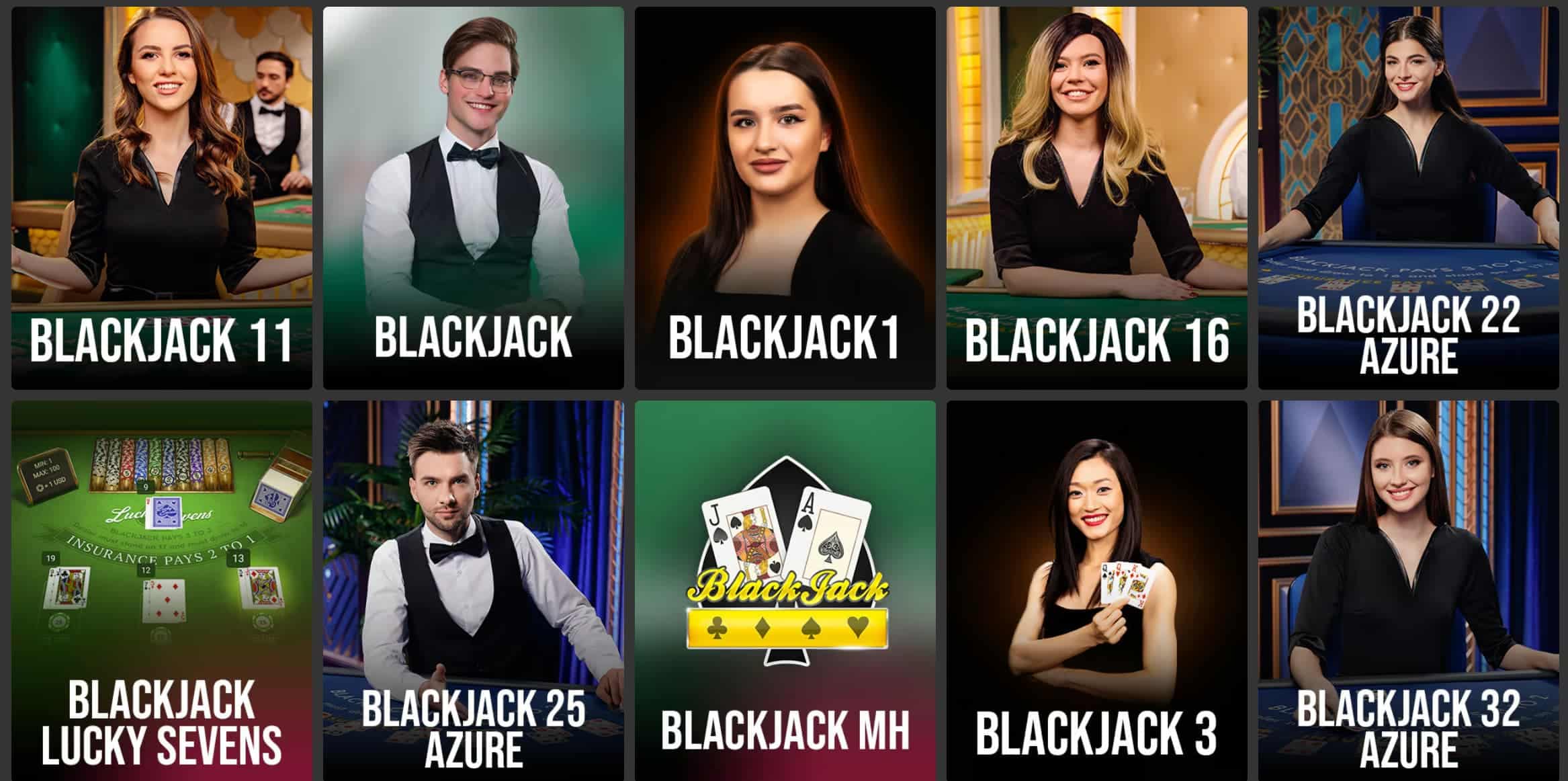 selection of blackjack games on online casino