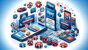 HiPay payment method on phone surrounded by casino games