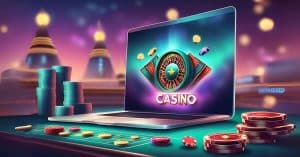 norske cassino på nett, datamskin med roulette og sjetonger