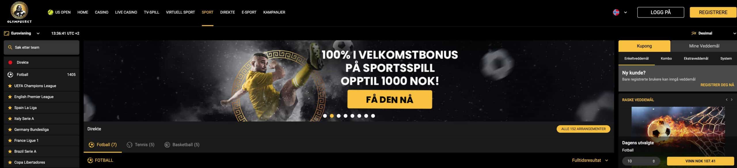 olympusbet sportsbook landingpage