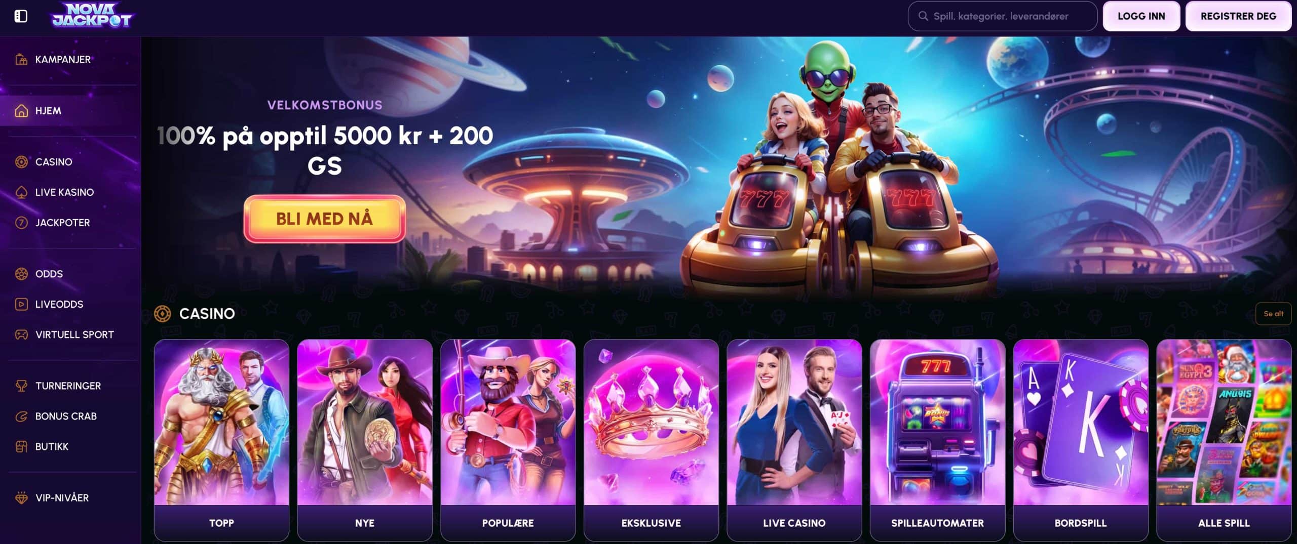 nova jackpot casino med velkomsttilbud for nye spillere