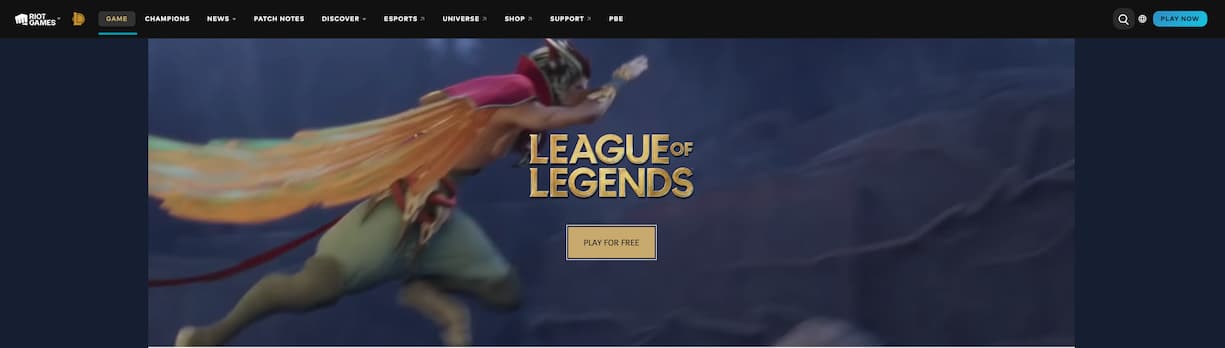 league of legends website with characters