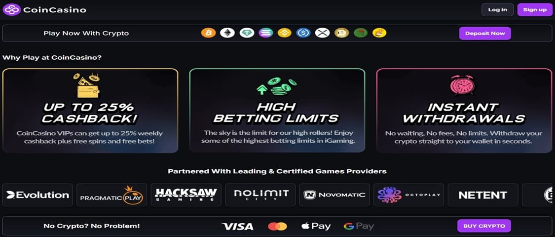 betalingsmetoder tilgjengelig for innskudd på coincasino