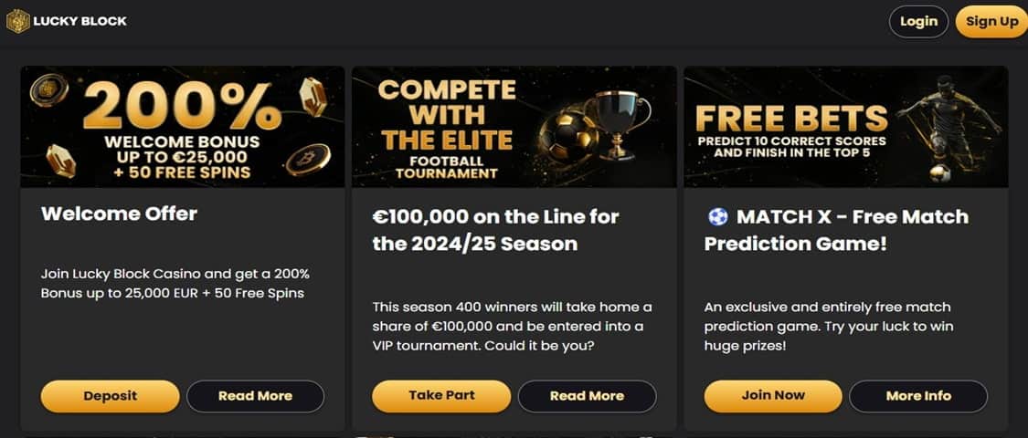 lucky block betting bonus på 200 % opptil 250 000 kr