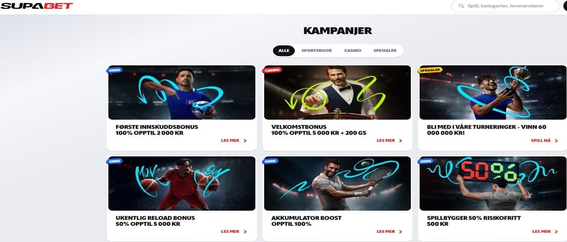 supabet betting bonus på 100 % opptil 2000 kr