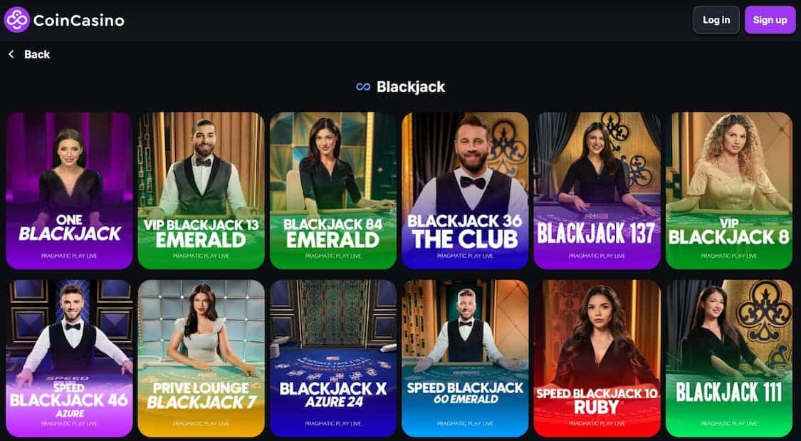 Utvalget av beste coincasino blackjack spill