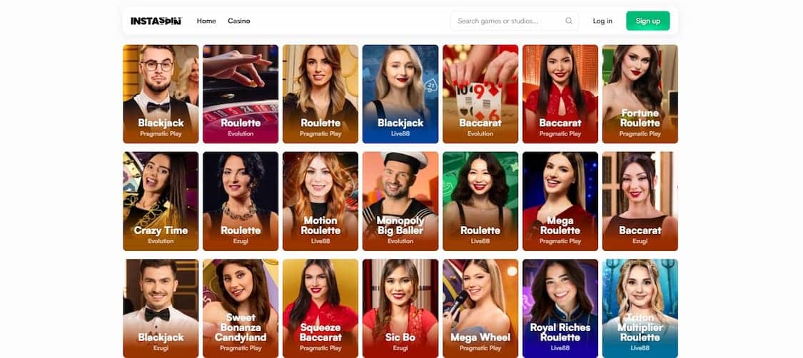 instaspin live casino med populære blackjack spill