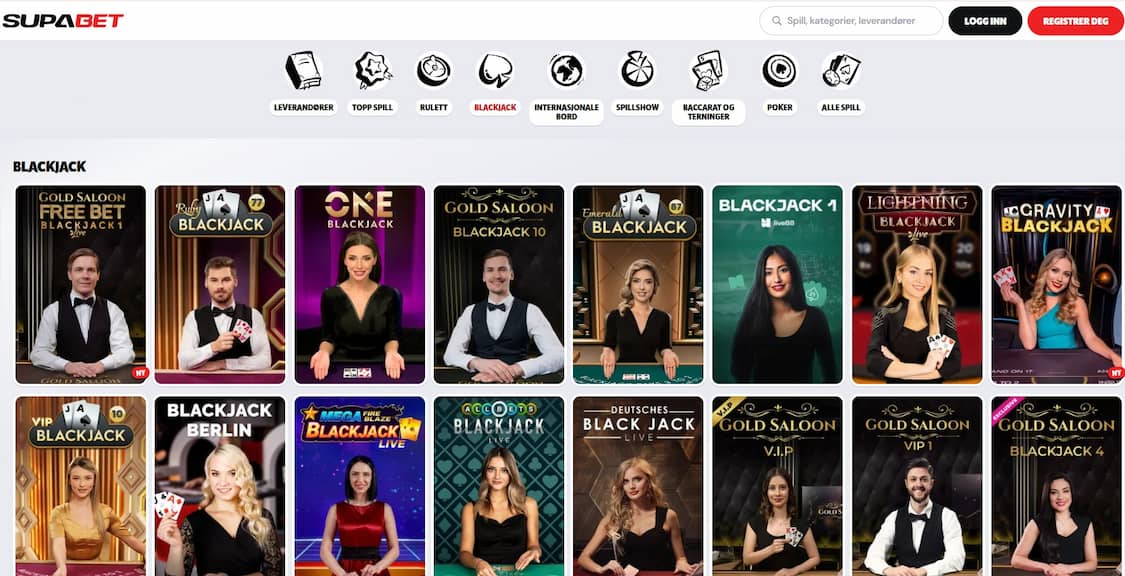 populære supabet blackjack spill på live casino