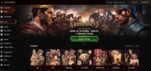 legiano casino forside med stor velkomstbonus og free spins