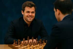 magnus carlsen spiller sjakk i blitz turnering