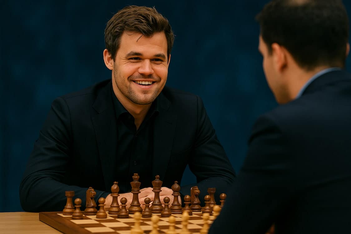 magnus carlsen spiller sjakk i blitz turnering
