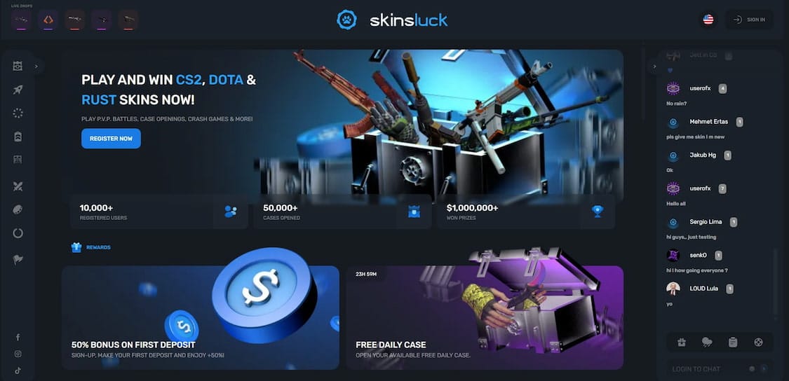 skinsluck casino forside