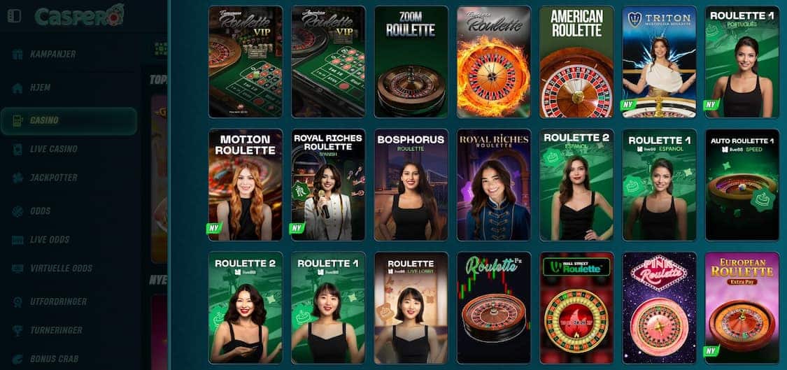 caspero roulette oversikt