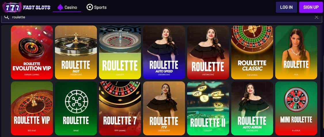 Utvalg av fastslots casino roulette live bord