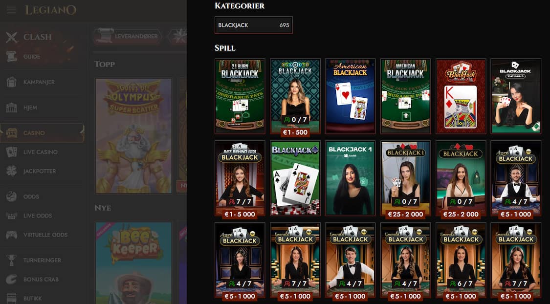legiano casino blackjack