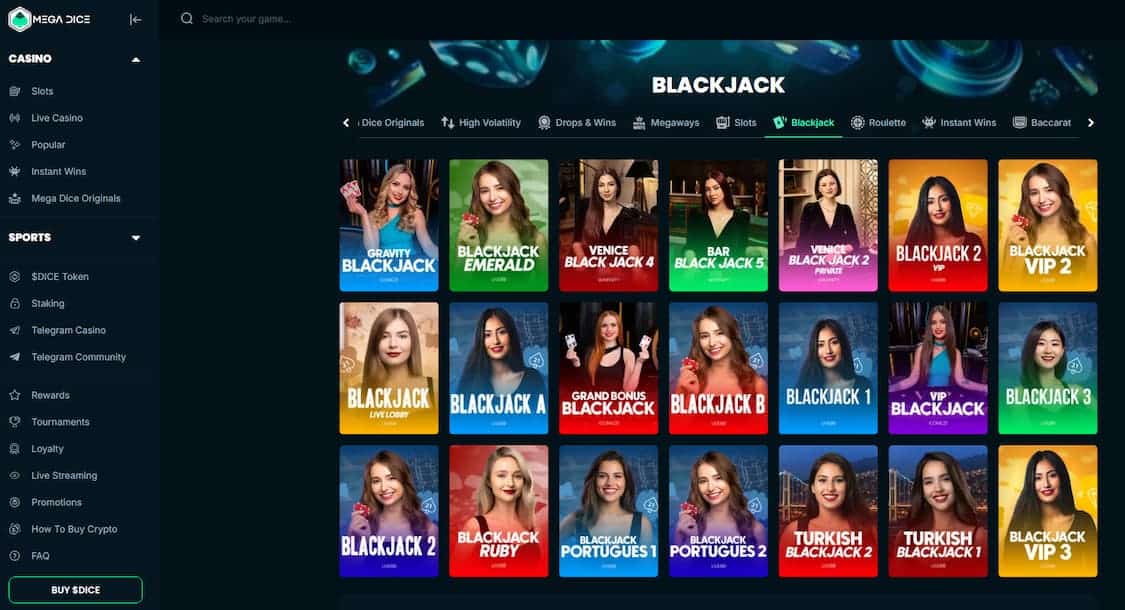 mega dice blackjack