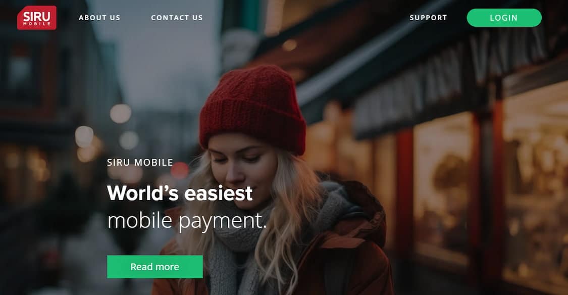 siru mobil forside som viser hvordan den skal brukes på casino