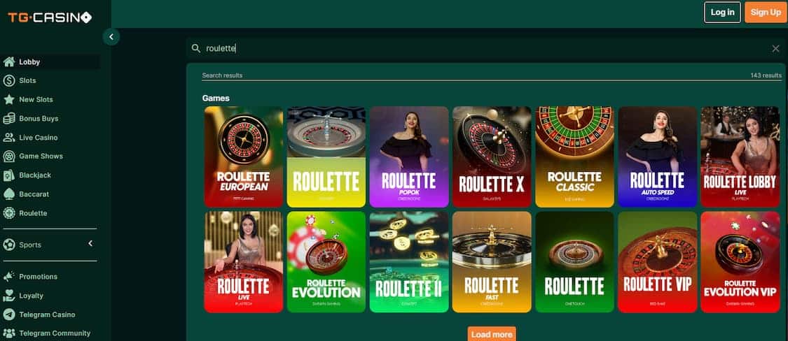 tg casino roulette oversikt