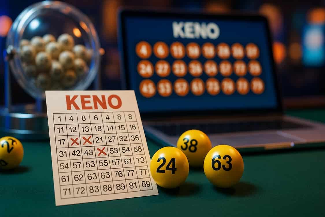 keno kupong og baller med forskjellige tall