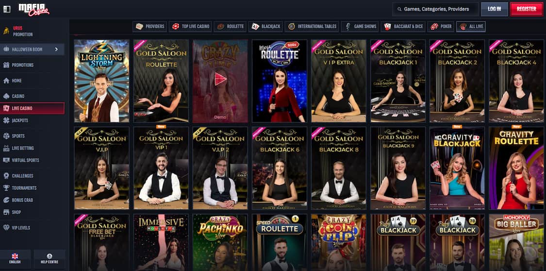 Oversikt over mafia live casino spill