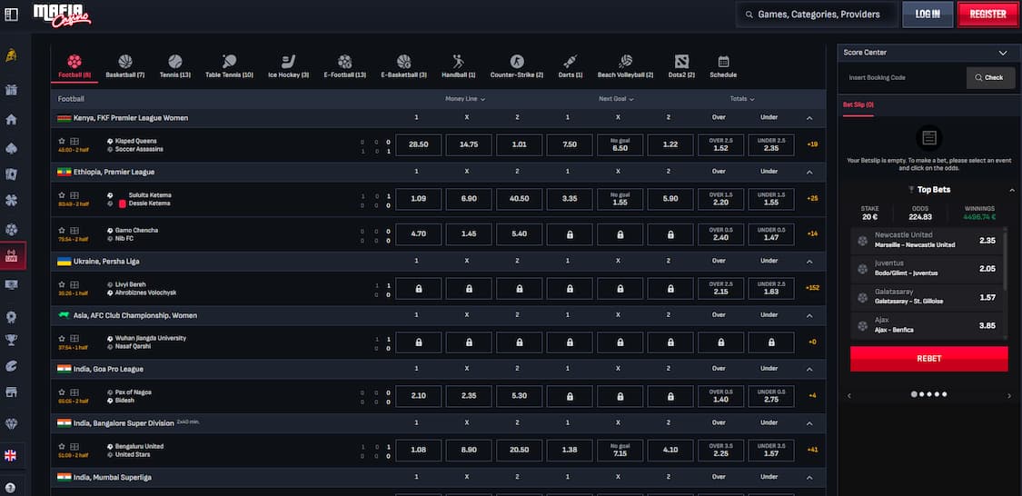 mafia casino live betting plattform