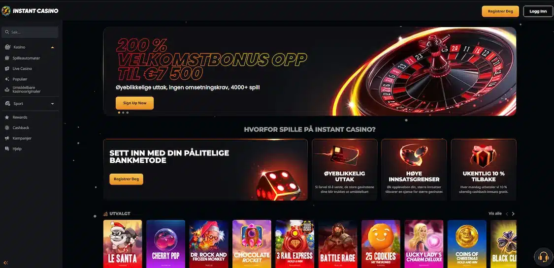 instant casino forside