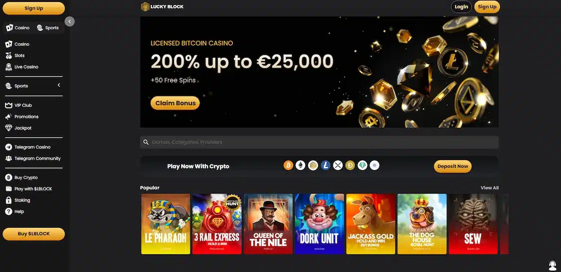 luckyblock casino forside