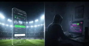 Person som spiller på odds gjennom streaming svartebørs